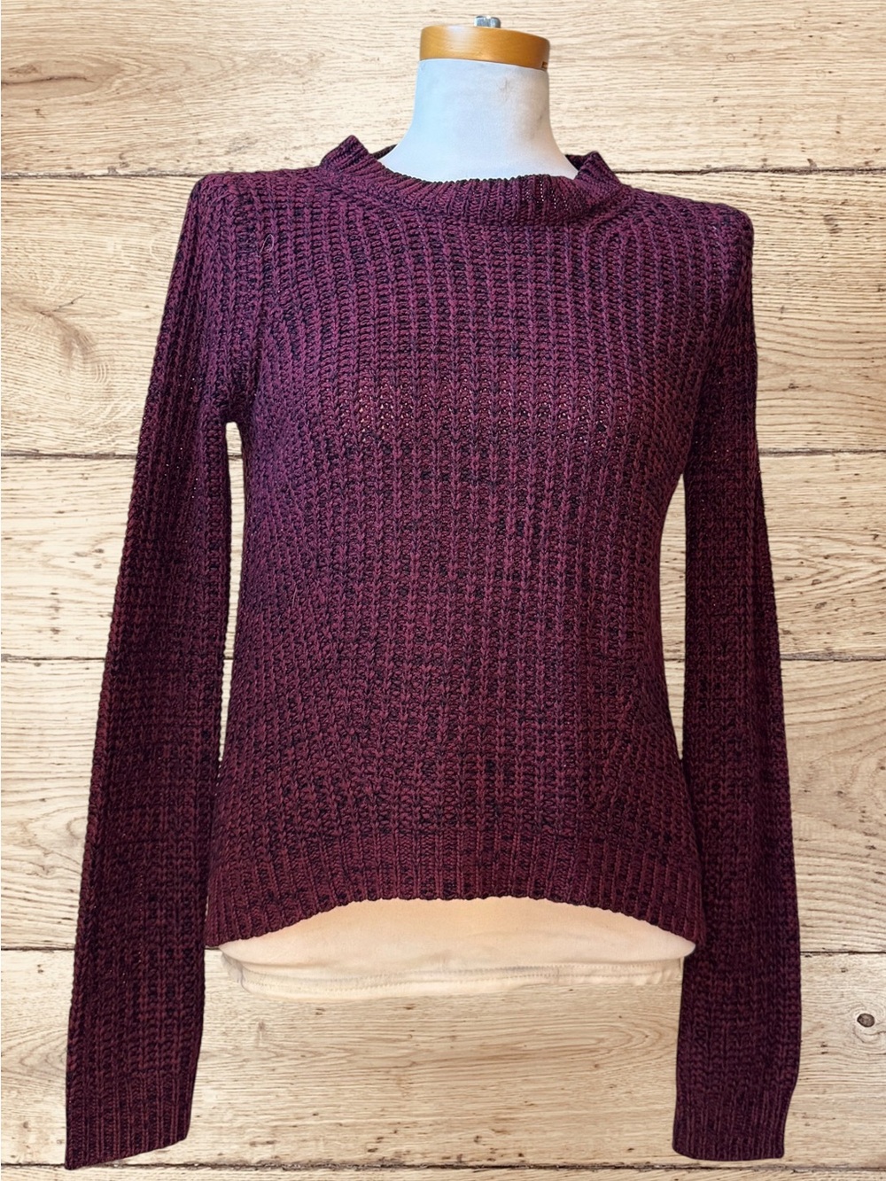 Ambiance Burgundy Open Knit Sweater – Women’s Small